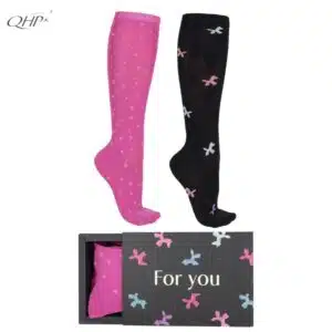 Coffret 2 paires de chaussettes d’équitation Isalyn QHP noir fuchsia Coffret 2 paires de chaussettes d’équitation Isalyn QHP noir fuchsia