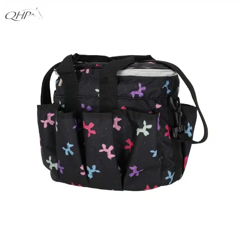 Sac de pansage Isalyn QHP noir pailleté licorne vue de dos Sac de pansage Isalyn QHP noir pailleté licorne vue de dos