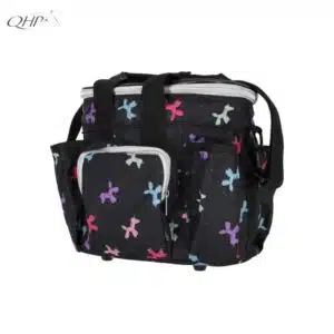 Sac de pansage Isalyn QHP noir pailleté licorne vue de face Sac de pansage Isalyn QHP noir pailleté licorne vue de face