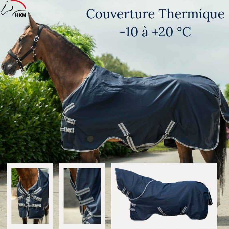 Couverture de paddock 600D HKM Therma Pro cheval avec couverture et couvre-cou
