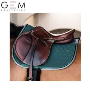 tapis atlas vert gem équitation automne 2026 sur cheval sellé Cheval portant tapis atlas vert gem équitation automne 2026