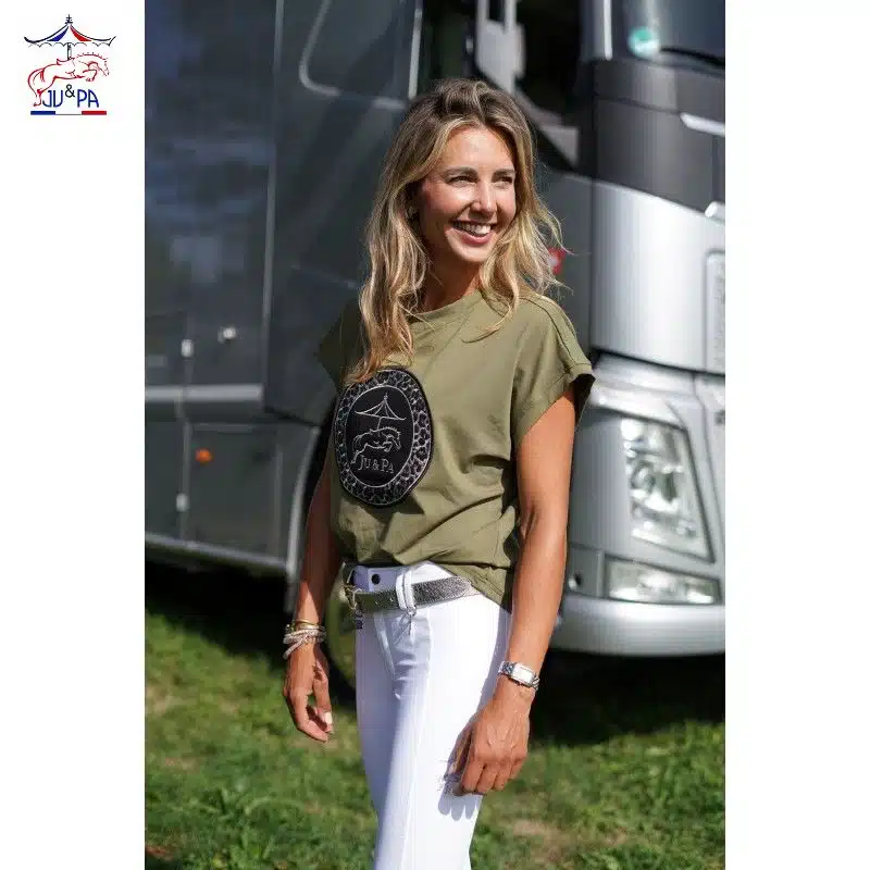 Tee Shirt Leopard Ju et Pa kaki vue de profil