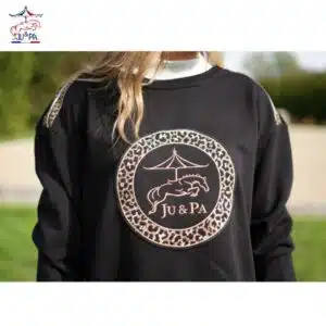 Sweat Leopard Ju et Pa noir vue de face