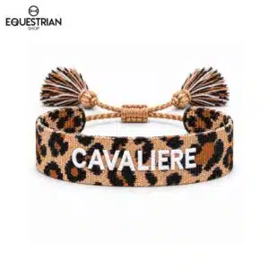 Bracelet Cavalière Léopard EQUESTRIAN SHOP broderie blanche, vue de face