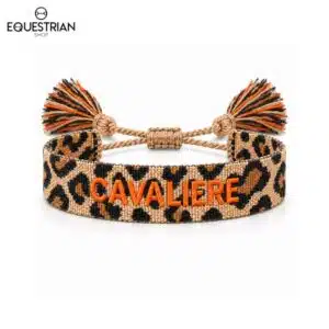 Bracelet Cavalière Léopard EQUESTRIAN SHOP broderie orange, vue de face