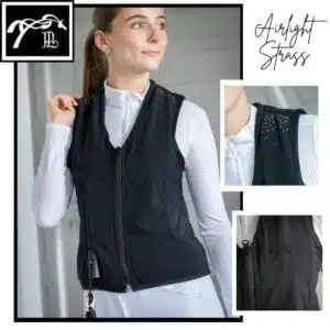 Gilet Airlight Strass Pénélope – vue de face Gilet airbag Airlight Strass Pénélope by Freejump noir vu de face