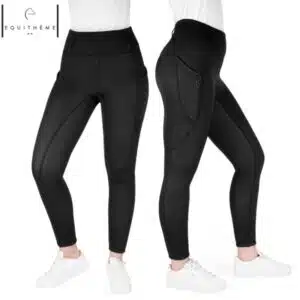 Legging Je t’aime Equi-Thème Neva Noir doublé mouton porté par une cavalière