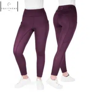 Legging d'hiver Je t’aime Neva – Doublure mouton synthétique Legging Je t’aime Equi-Thème Neva Prune doublé mouton porté par une cavalière