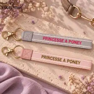 Porte-clés Princesse à Poney EQUESTRIAN SHOP présentés en deux coloris gris et rose