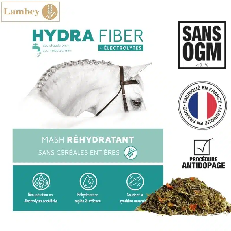 HYDRA FIBER MASH avec électrolytes LAMBEY Mash réhydratant pour la récupération après l'effort Sellerie Equinoxe Shop Fuveau